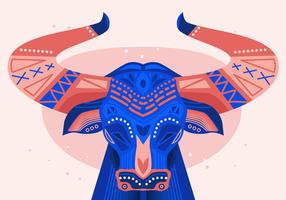 Bumba Meu Boi Bulls Painted Vector Flat Illustration