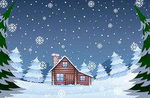 House in the winter forest vector