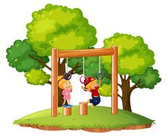 Children playing on monkey bars vector