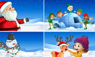 Set of snow christmas scenes vector