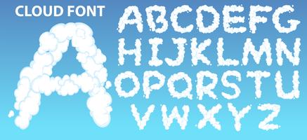 Cloud english alphabet font vector