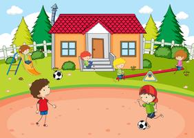 Children playing at house vector