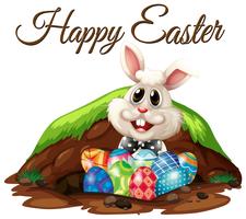 Happy Easter Rabbit and Eggs vector