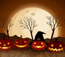 Halloween Pumpkin at Full Moon Night