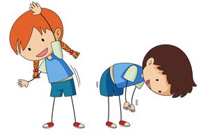 Boy and girl stretching vector