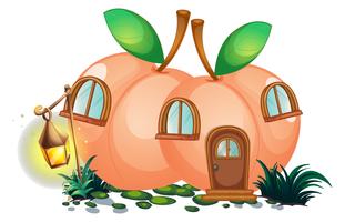 Peach house with lantern in garden vector