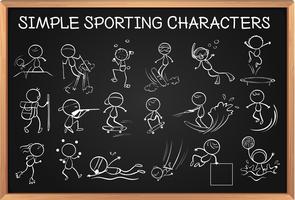 Simples personajes deportivos en pizarra vector