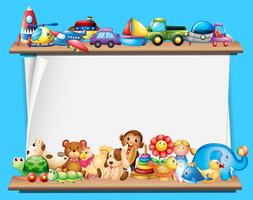 Paper template with toys on shelves vector