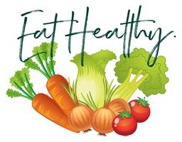 Fresh vegetables and phrase eat healthy vector