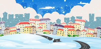 A Road to Big City in Winter vector