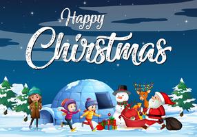 Christmas theme poster with Santa in the snow vector