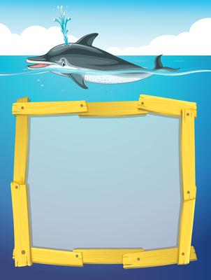 Frame design with dolphin swimming