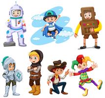 Boys in different costumes vector