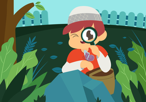 Muslim Child Playing Outdoors Vector Illustration