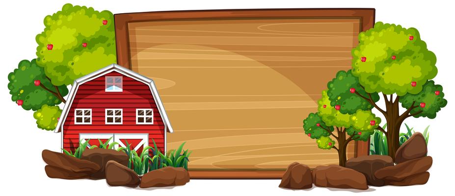 Rural house on wooden board
