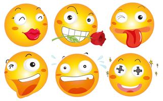 Yellow ball with different facial expressions vector