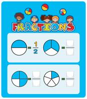 A math fractions worksheet vector