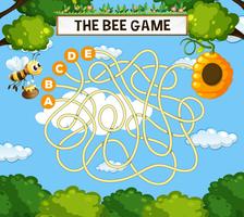 The bee maze game template vector