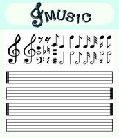 Music notes and scale lines template vector