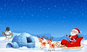Santa claus in winter background vector