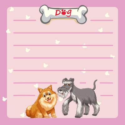 Paper template with two cute dogs