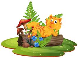 Tiger on tree log vector