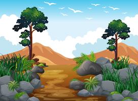 Forest Scene and Rock Mountain vector