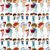 Seamless background with kids doing different routines vector