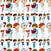 Seamless background with kids doing different routines vector