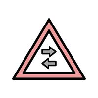 Vector Two-way traffic crosses one-way Road Sign Icon 