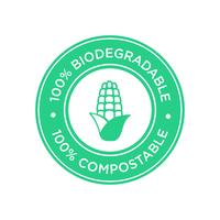 100% Biodegradable and compostable icon. Bioplastic made of corn.