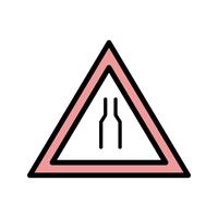 Vector Road narrows on both side Road Sign Icon