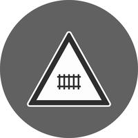 Vector Level crossing with gate Road Sign Icon