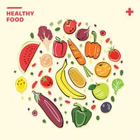 Healthy Food hand-drawn illustration vector