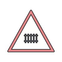 Vector Level crossing with gate Road Sign Icon