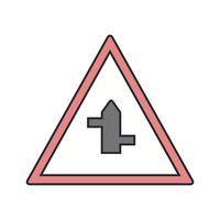 Vector Minor cross roads from left to right Road Sign Icon