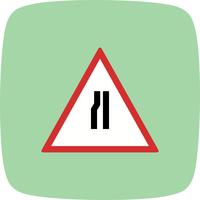 Vector Road narrows on Left Road Sign Icon