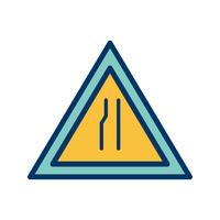 Vector Road narrows on Left Road Sign Icon