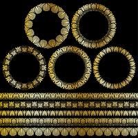 metallic gold Greek ornamental circle frames and border patterns vector