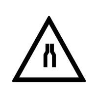 Vector Road se estrecha en ambos lados Icono de signo de carretera