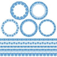 blue Greek ornamental circle frames and border patterns vector