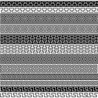 black fretwork border patterns vector