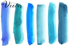 Set of watercolor stain. Spots on a white background. Watercolor texture with brush strokes. Blue, turquoise. Sea, sky.  Isolated. Vector.