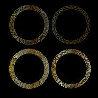 metallic gold fretwork circle frames vector