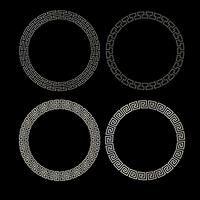 metallic silver fretwork circle frames vector