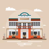 Bank in western town on brown background vector