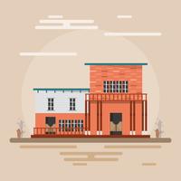 home in western town on brown background. vector