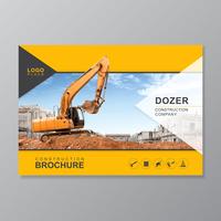 Excavator or dozer cover A4 template for construction brochure design, flyer, leaflets decoration for printing and presentation vector illustration
