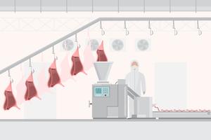 pork and meat factory with automatic machines