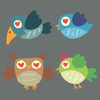 Set of different cute birds and owl vector